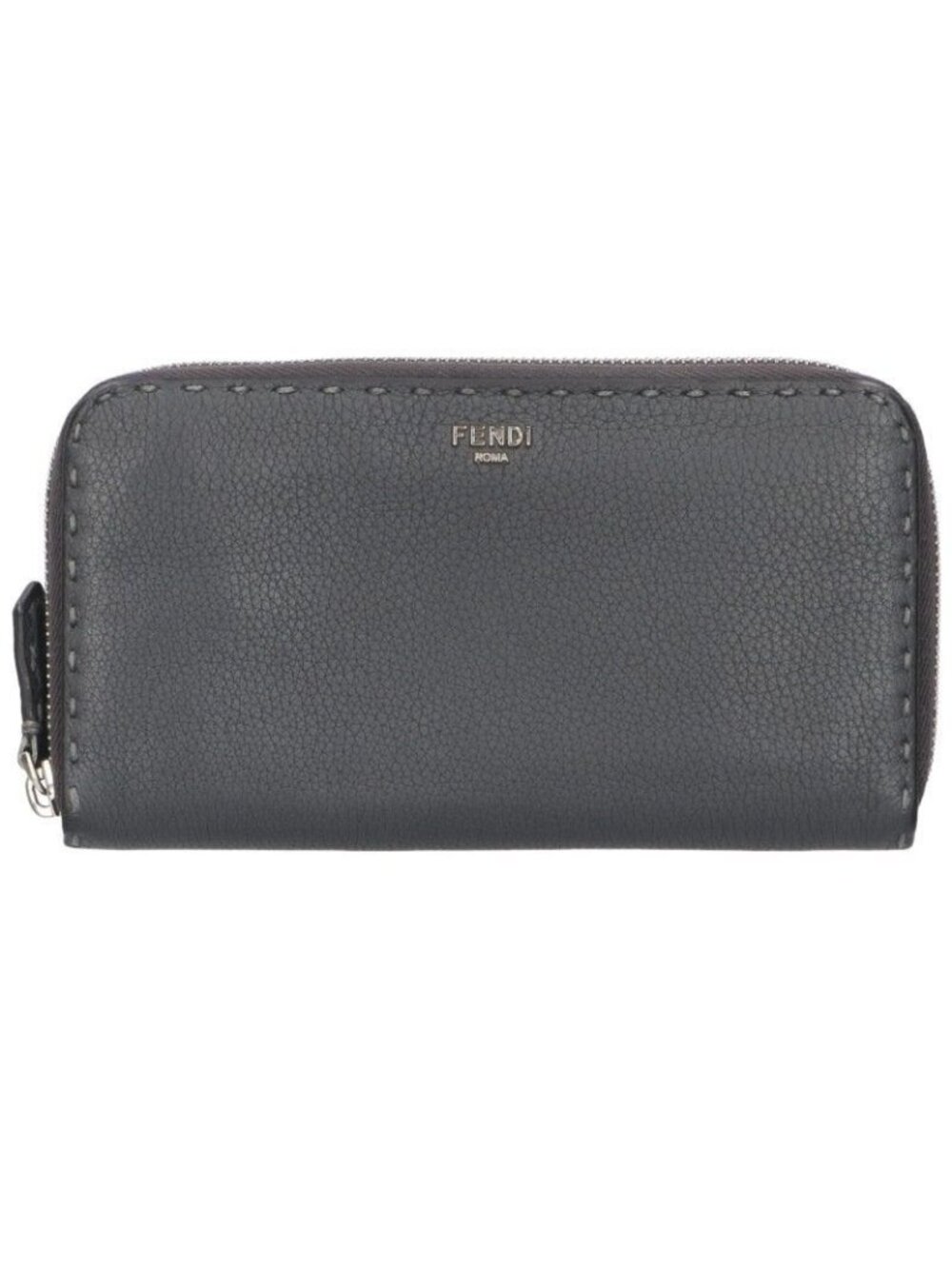 Fendi Selleria Round Zip Leather Wallet